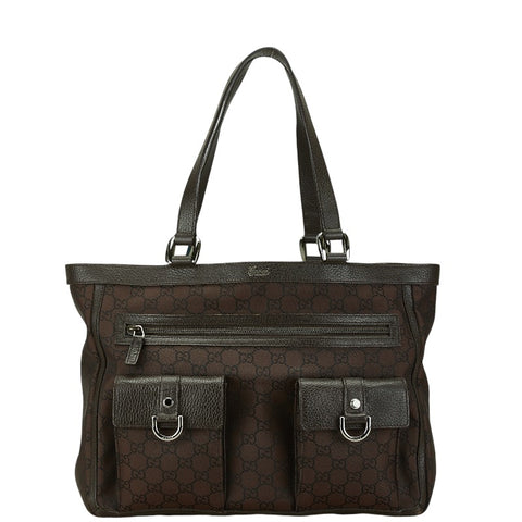 グッチ GGナイロン トートバッグ 268639 ブラウン ナイロン レザー レディース GUCCI 【中古】