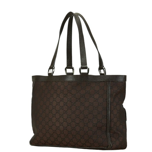 グッチ GGナイロン トートバッグ 268639 ブラウン ナイロン レザー レディース GUCCI 【中古】