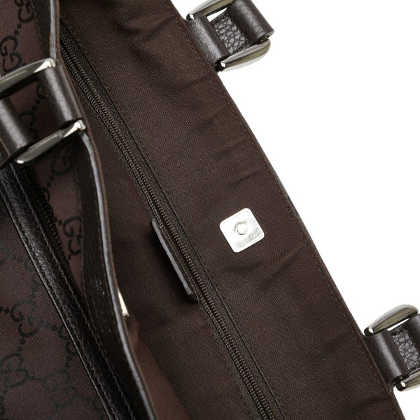 グッチ GGナイロン トートバッグ 268639 ブラウン ナイロン レザー レディース GUCCI 【中古】