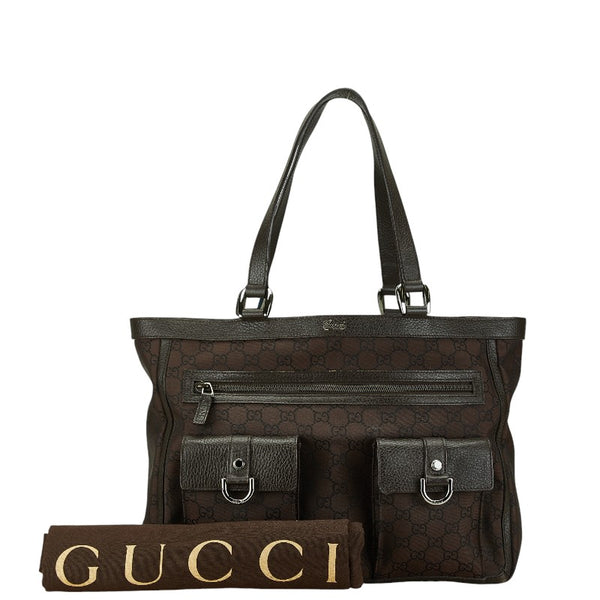 グッチ GGナイロン トートバッグ 268639 ブラウン ナイロン レザー レディース GUCCI 【中古】
