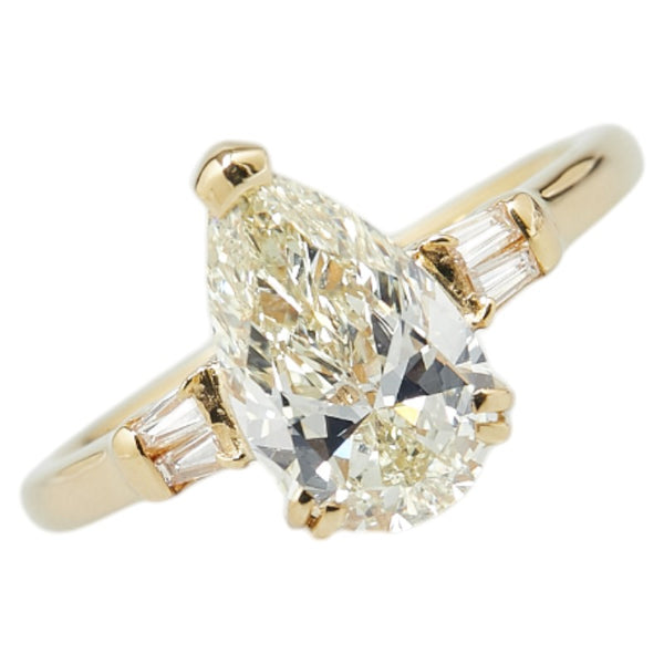 K18YG イエローゴールド ダイヤ2.00ct ダイヤ0.15ct 雫 モチーフ リング 指輪 レディース 13号 【中古】