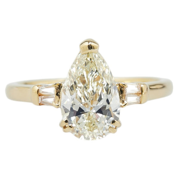 K18YG イエローゴールド ダイヤ2.00ct ダイヤ0.15ct 雫 モチーフ リング 指輪 レディース 13号 【中古】