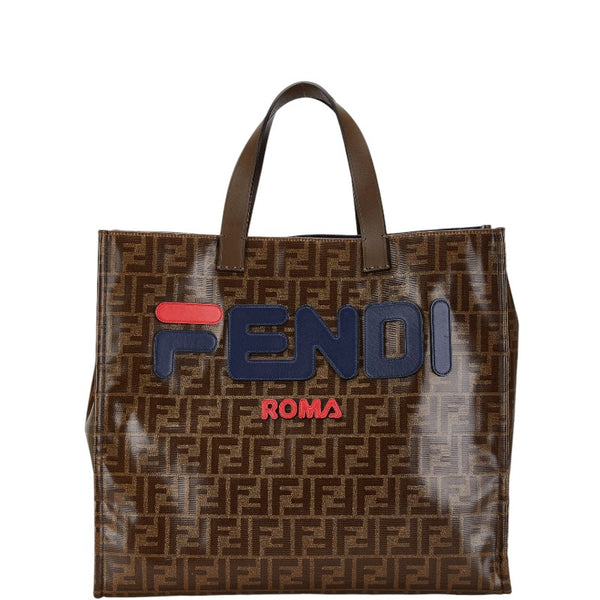 フェンディ ズッカ FILAコラボ トートバッグ 8BH357 チャ ブラウン PVC レザー レディース FENDI 【中古】