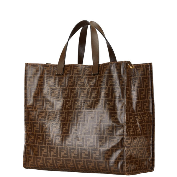 フェンディ ズッカ FILAコラボ トートバッグ 8BH357 チャ ブラウン PVC レザー レディース FENDI 【中古】