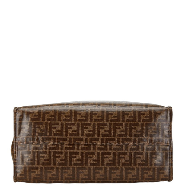 フェンディ ズッカ FILAコラボ トートバッグ 8BH357 チャ ブラウン PVC レザー レディース FENDI 【中古】
