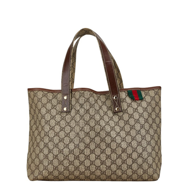 グッチ GGスプリーム シェリー トートバッグ 211134 ベージュ ブラウン PVC レザー レディース GUCCI 【中古】