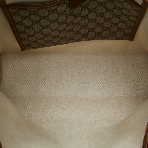 グッチ GGスプリーム シェリー トートバッグ 211134 ベージュ ブラウン PVC レザー レディース GUCCI 【中古】