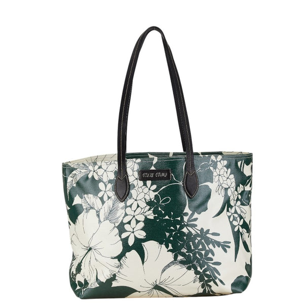 ミュウミュウ ERBA HAWAII  トートバッグ ショルダーバッグ 5BG126 ホワイト モスグリーン PVC レザー レディース MIUMIU 【中古】