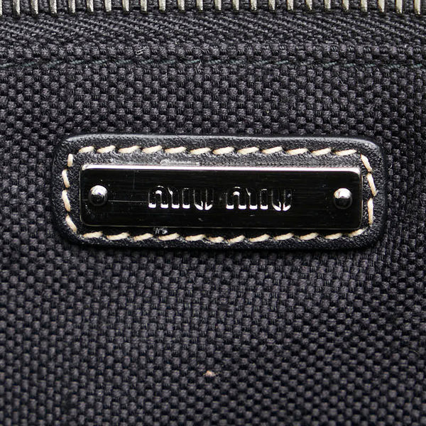 ミュウミュウ ERBA HAWAII  トートバッグ ショルダーバッグ 5BG126 ホワイト モスグリーン PVC レザー レディース MIUMIU 【中古】