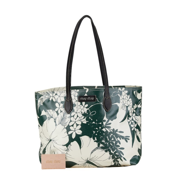 ミュウミュウ ERBA HAWAII  トートバッグ ショルダーバッグ 5BG126 ホワイト モスグリーン PVC レザー レディース MIUMIU 【中古】