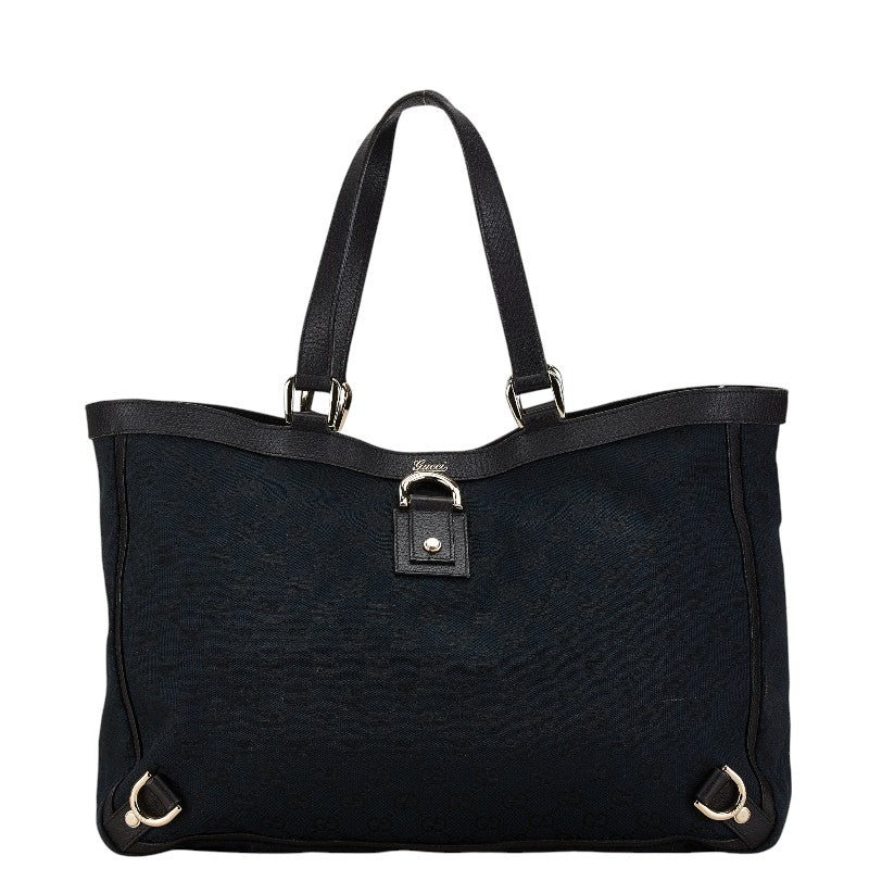 グッチ GGキャンバス アビー トートバッグ ショルダーバッグ 141472 ブラック キャンバス レザー レディース GUCCI 【中古】