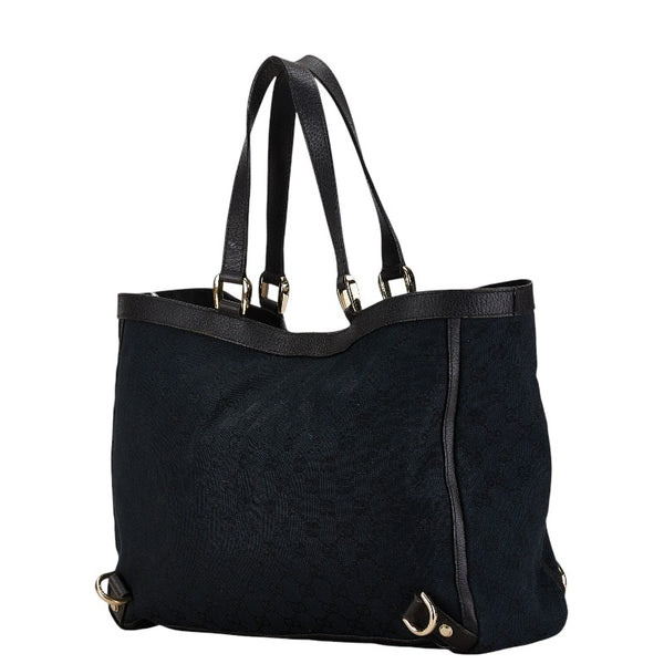 グッチ GGキャンバス アビー トートバッグ ショルダーバッグ 141472 ブラック キャンバス レザー レディース GUCCI 【中古】