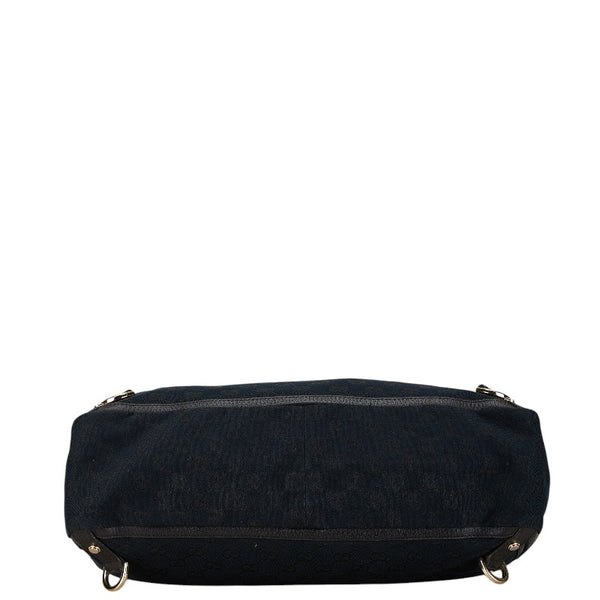 グッチ GGキャンバス アビー トートバッグ ショルダーバッグ 141472 ブラック キャンバス レザー レディース GUCCI 【中古】