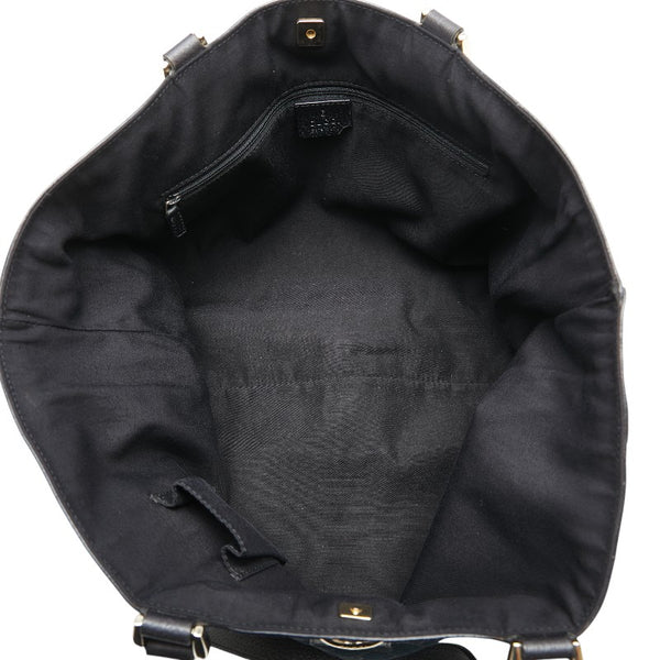 グッチ GGキャンバス アビー トートバッグ ショルダーバッグ 141472 ブラック キャンバス レザー レディース GUCCI 【中古】
