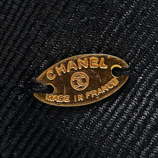 シャネル 花 カメリア モチーフ リボン バレッタ 髪留め ヘアクリップ ブラック キャンバス メタル レディース CHANEL 【中古】