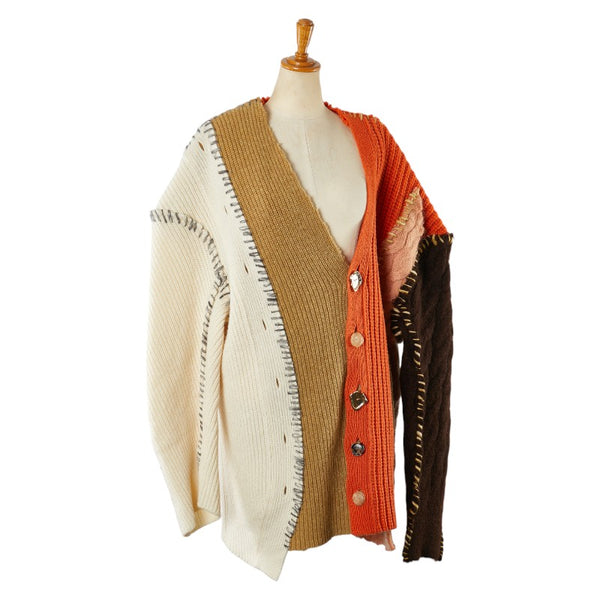 マルニ オーバーサイズ カーディガン サイズ：38 オレンジ ブラウン ホワイト ウール モヘヤ レディース MARNI 【中古】