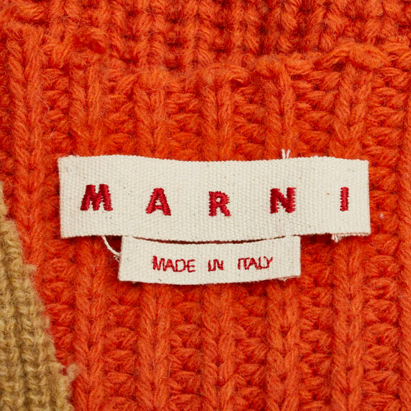 マルニ オーバーサイズ カーディガン サイズ：38 オレンジ ブラウン ホワイト ウール モヘヤ レディース MARNI 【中古】