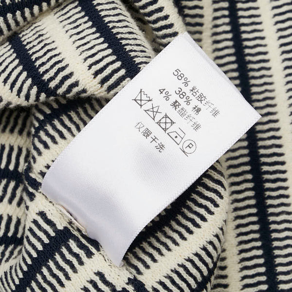 セリーヌ カットアウト ボーダー ニット サイズ：S ネイビー アイボリー コットン ビルコース レディース CELINE 【中古】