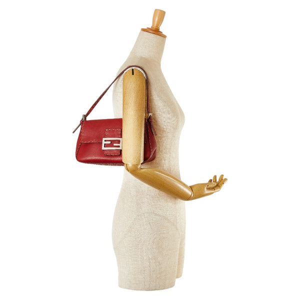フェンディ セレリア マンマバケット ワンショルダーバッグ ハンドバッグ 8BR185 レッド レザー レディース FENDI 【中古】