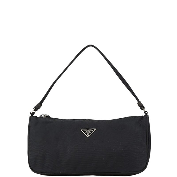 プラダ 三角ロゴプレート ハンドバッグ ブラック ナイロン レディース PRADA 【中古】