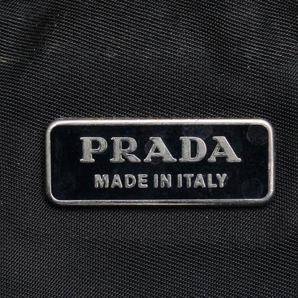 プラダ 三角ロゴプレート ハンドバッグ ブラック ナイロン レディース PRADA 【中古】