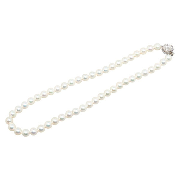 SV925 シルバー アコヤパール8～8.5mm 花 フラワー モチーフ ネックレス レディース 【中古】