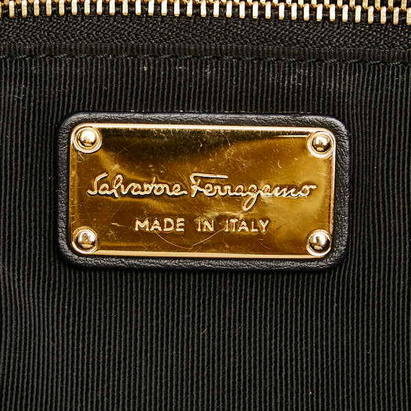 サルヴァトーレフェラガモ ガンチーニ ハンドバッグ FZ-21 F077 ブラック レザー レディース Salvatore Ferragamo 【中古】