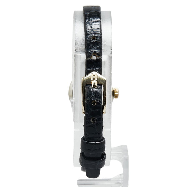 オメガ デビル 腕時計 クオーツ ゴールド文字盤 K18YG イエローゴールド レザー レディース OMEGA 【中古】