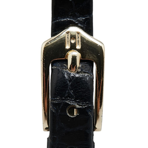 オメガ デビル 腕時計 クオーツ ゴールド文字盤 K18YG イエローゴールド レザー レディース OMEGA 【中古】