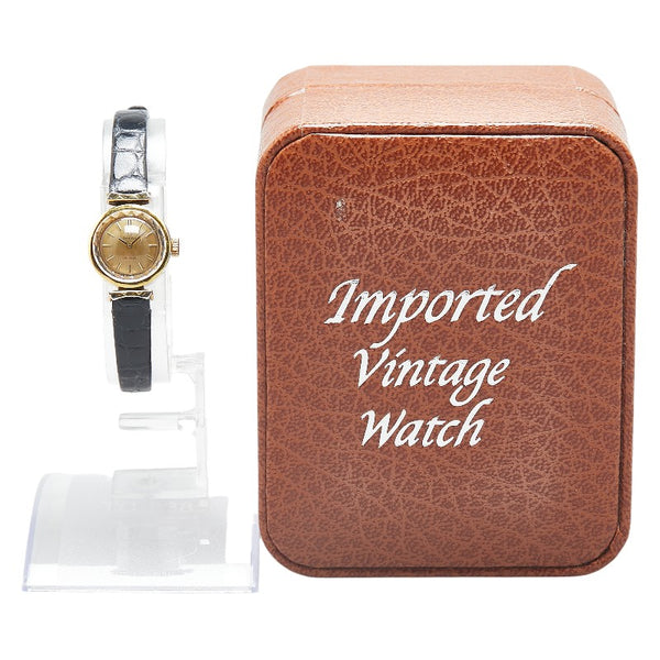 オメガ デビル 腕時計 クオーツ ゴールド文字盤 K18YG イエローゴールド レザー レディース OMEGA 【中古】