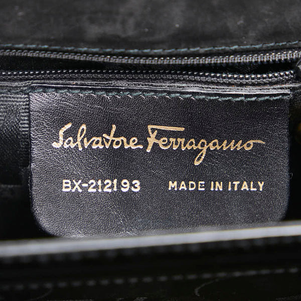 サルヴァトーレフェラガモ ガンチーニ スクエア ハンドバッグ ショルダーバッグ 2WAY BX-212193 ブラック レザー レディース Salvatore Ferragamo 【中古】