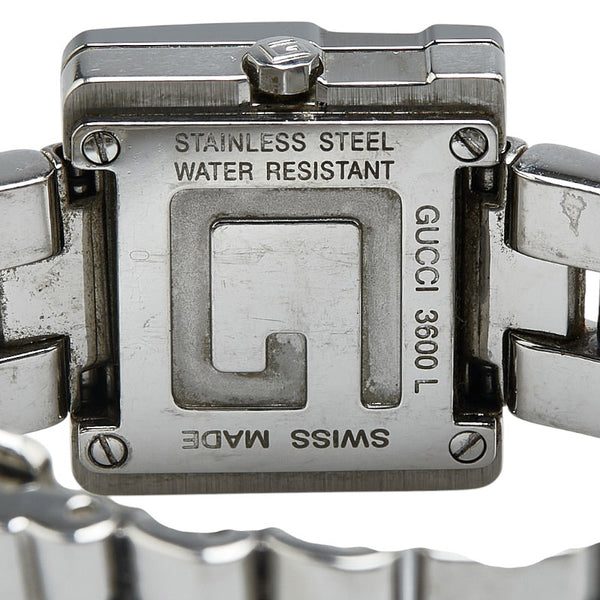 グッチ Gスクエア 腕時計 3600L クオーツ ブラック文字盤 ステンレススチール レディース GUCCI 【中古】