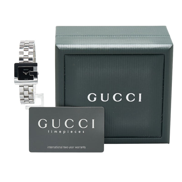 グッチ Gスクエア 腕時計 3600L クオーツ ブラック文字盤 ステンレススチール レディース GUCCI 【中古】