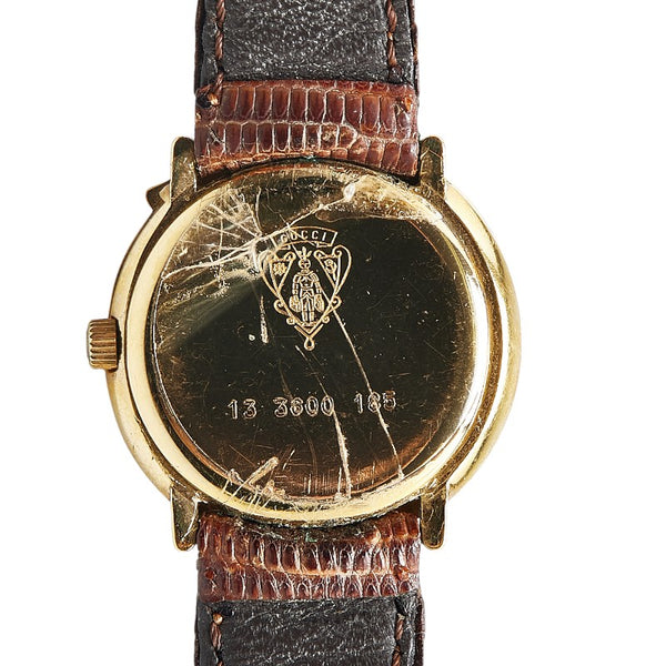 グッチ ヴィンテージ シェリーライン 腕時計 クオーツ グリーン レッド文字盤 レザー レディース GUCCI 【中古】