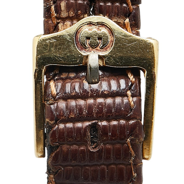 グッチ ヴィンテージ シェリーライン 腕時計 クオーツ グリーン レッド文字盤 レザー レディース GUCCI 【中古】