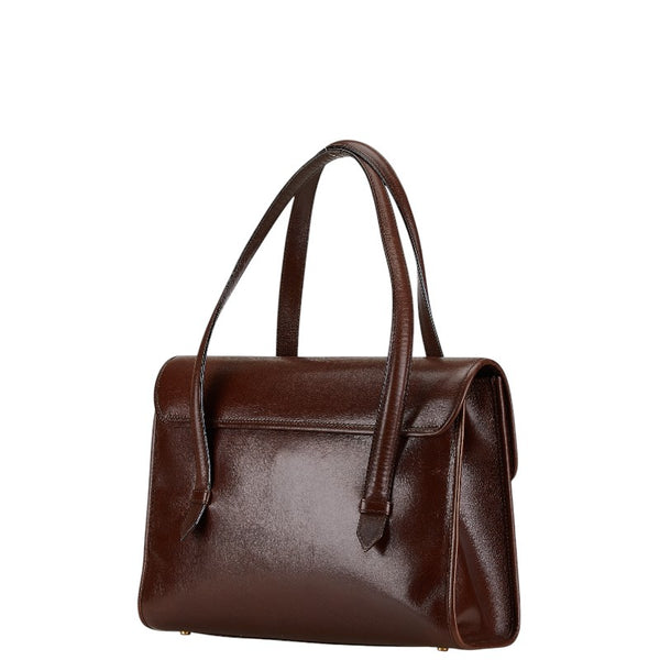 セリーヌ チェーンロック ハンドバッグ トートバッグ ブラウン レザー レディース CELINE 【中古】