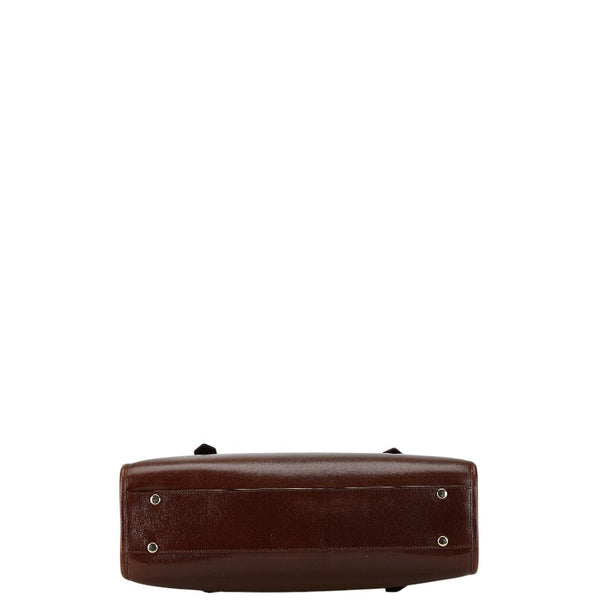 セリーヌ チェーンロック ハンドバッグ トートバッグ ブラウン レザー レディース CELINE 【中古】