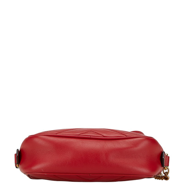 グッチ GGマーモント チェーン ショルダーバッグ 448065 レッド レザー レディース GUCCI 【中古】