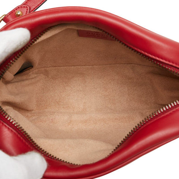 グッチ GGマーモント チェーン ショルダーバッグ 448065 レッド レザー レディース GUCCI 【中古】