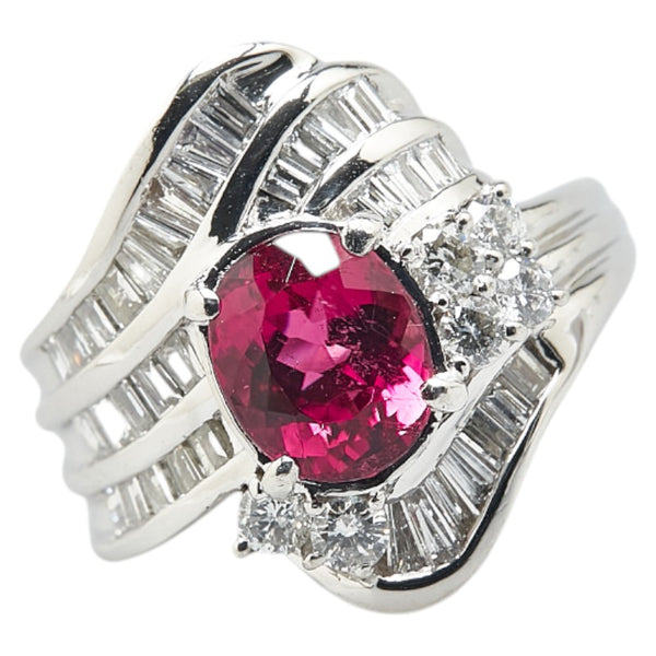 Pt900 プラチナ ルベライト2.21ct ダイヤ1.42ct リング 指輪 レディース 12号 【中古】