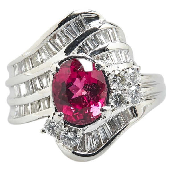 Pt900 プラチナ ルベライト2.21ct ダイヤ1.42ct リング 指輪 レディース 12号 【中古】