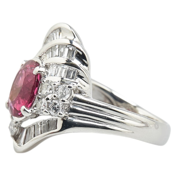 Pt900 プラチナ ルベライト2.21ct ダイヤ1.42ct リング 指輪 レディース 12号 【中古】
