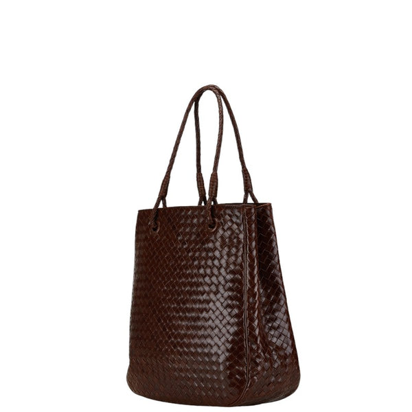 ボッテガヴェネタ イントレチャート ハンドバッグ トートバッグ ブラウン レザー レディース BOTTEGAVENETA 【中古】