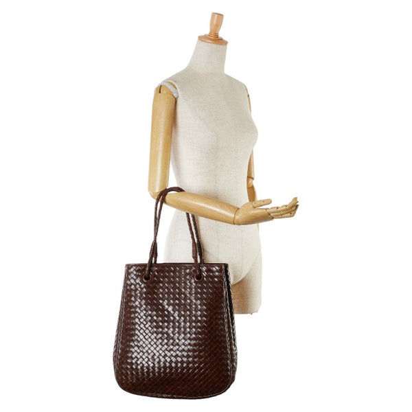 ボッテガヴェネタ イントレチャート ハンドバッグ トートバッグ ブラウン レザー レディース BOTTEGAVENETA 【中古】