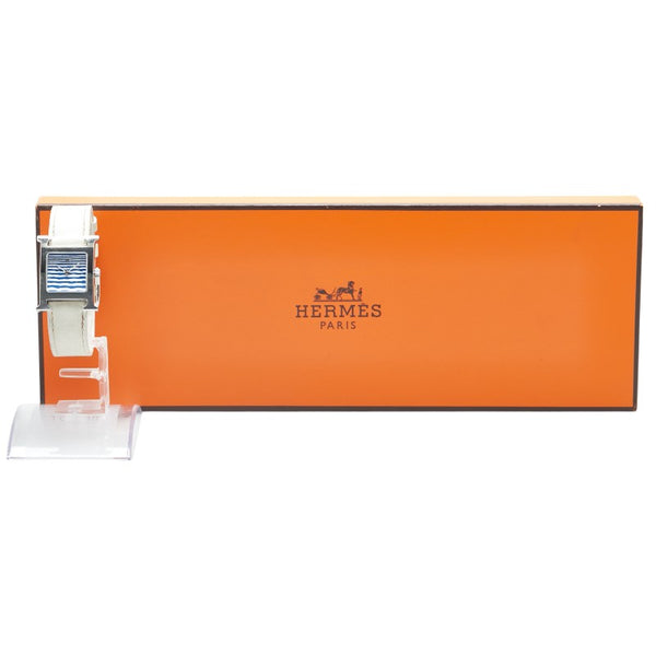 エルメス Ｈウォッチ ゼブラ柄 腕時計 HH1.210 クオーツ ブルー ホワイト文字盤 ステンレススチール レザー レディース HERMES 【中古】