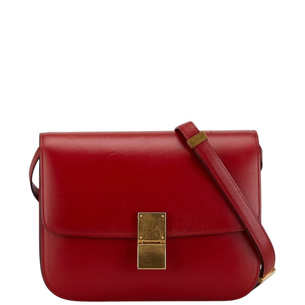 セリーヌ クラシックボックス ショルダーバッグ レッド レザー レディース CELINE 【中古】