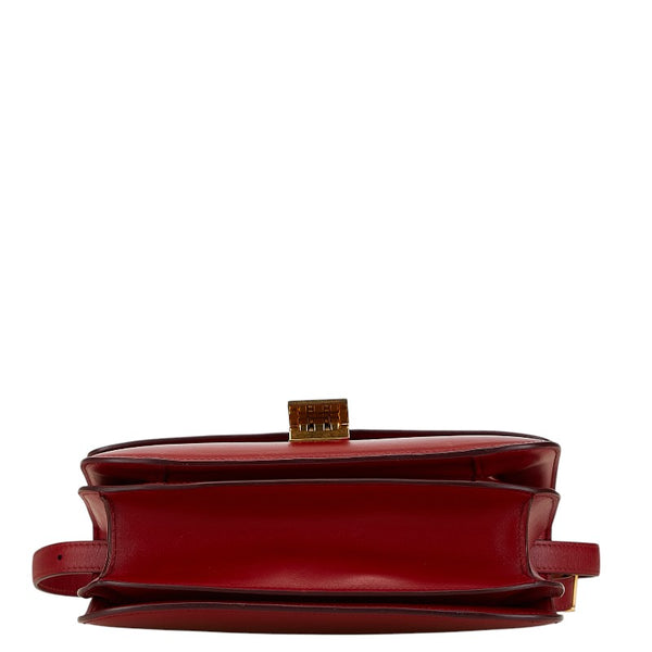 セリーヌ クラシックボックス ショルダーバッグ レッド レザー レディース CELINE 【中古】