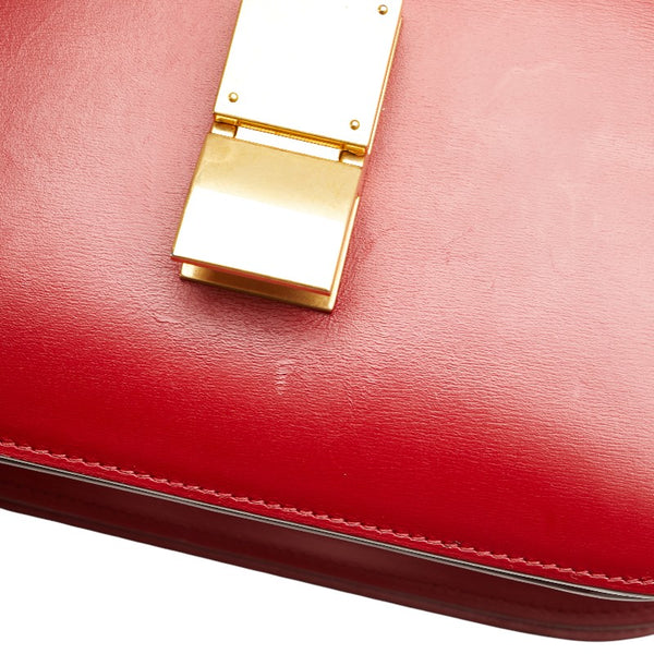 セリーヌ クラシックボックス ショルダーバッグ レッド レザー レディース CELINE 【中古】