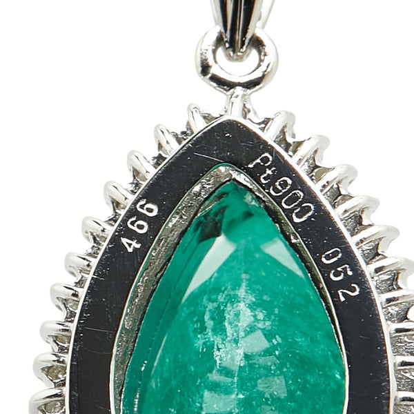 Pt900 プラチナ Pt850 プラチナ エメラルド4.66ct ダイヤ0.52ct ティアドロップ モチーフ ベネチアン チェーン ネックレス レディース 【中古】