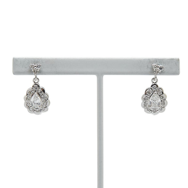 Pt900 プラチナ ダイヤ0.56ct ダイヤ0.32ct ティアドロップ モチーフ スタッド ピアス レディース 【中古】